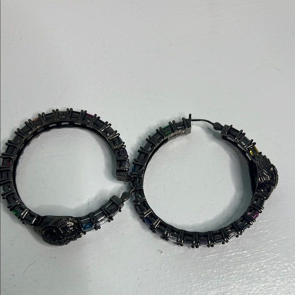 Multicolor Gemstone Hoop Earrings - Picture 7 of 7